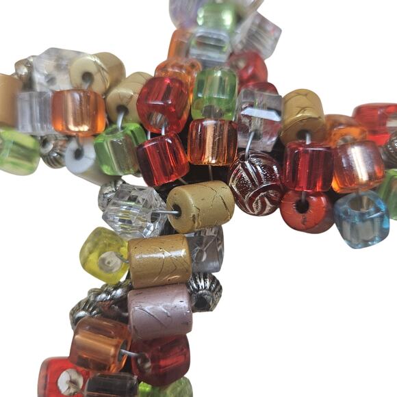 Vintage Handmade Cross Beaded & Twisted Wire Hanging Hook Christian Faith Unique - Picture 4 of 7